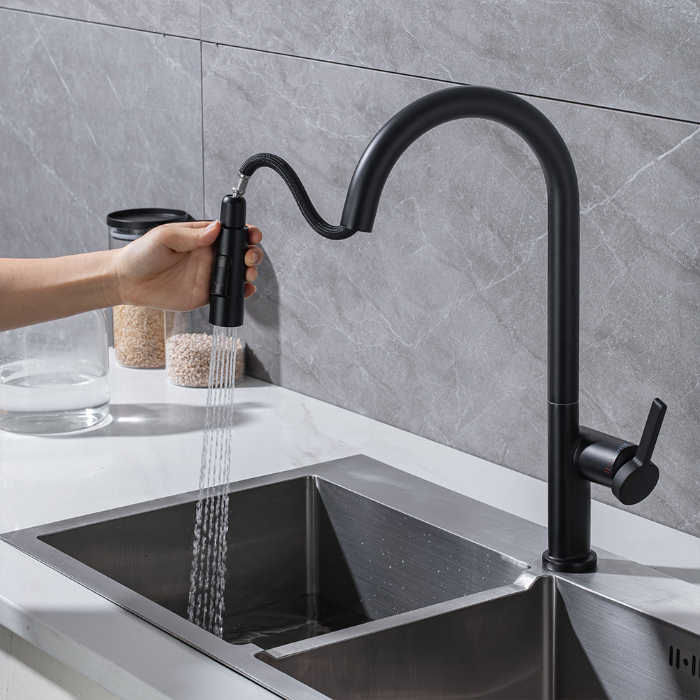 Brass Pulling and Retracting Kitchen Faucet with Hot and Cold Water