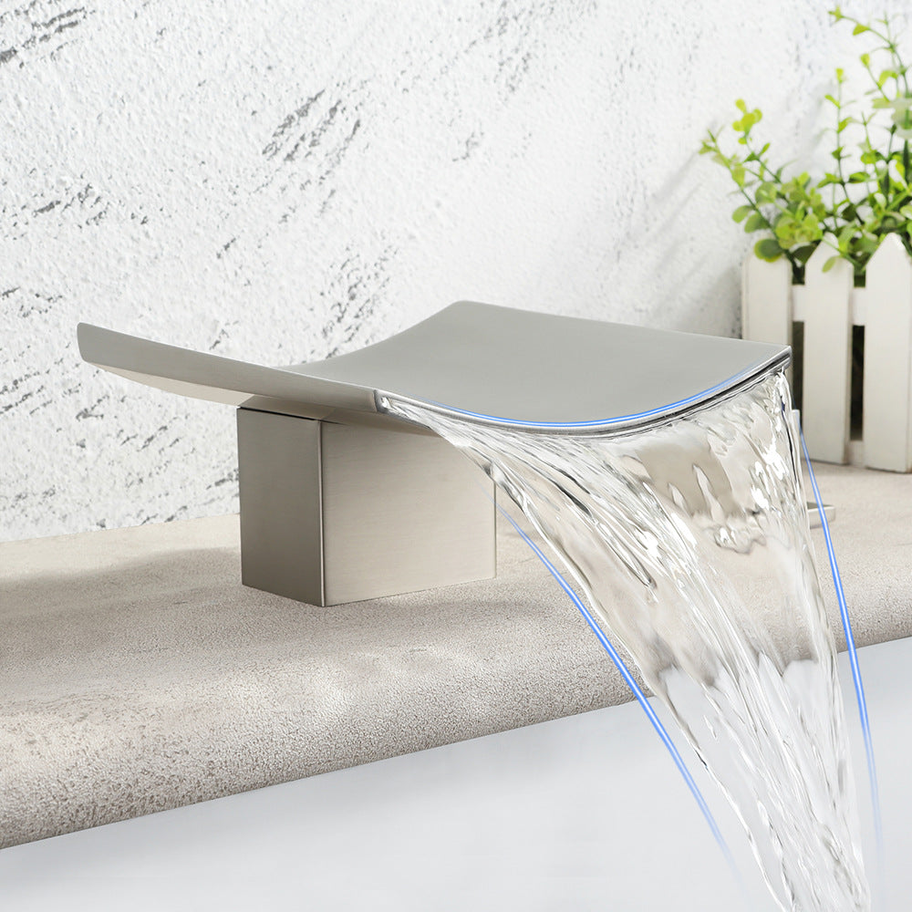 Waterfall Brass 3 Holes Bathroom Faucets with 2 Handles