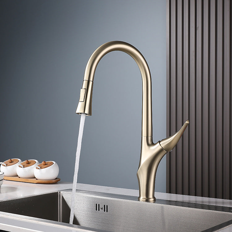 Küchenarmatur mit Pull-Down-Sprayer für heißes und kaltes Wasser aus massivem Messing