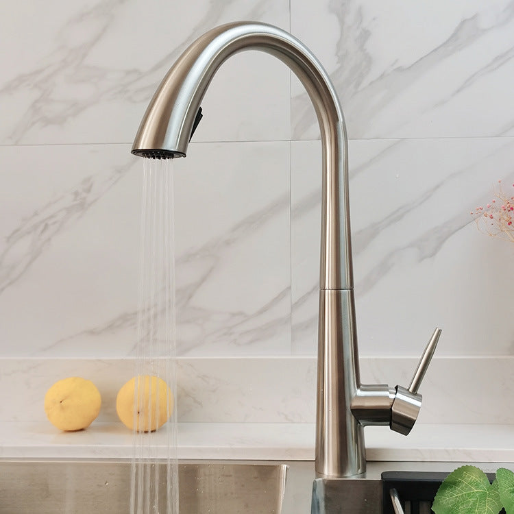 Stainless Steel Hot and Cold Water Hidden Pull-Out Head Sprayer Kitchen Faucet