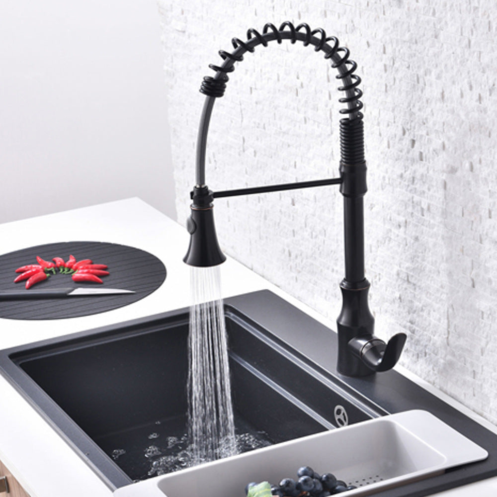 Commercial Brass Single Handle Single Hole Pull Down Sprayer Kitchen Sink Faucet