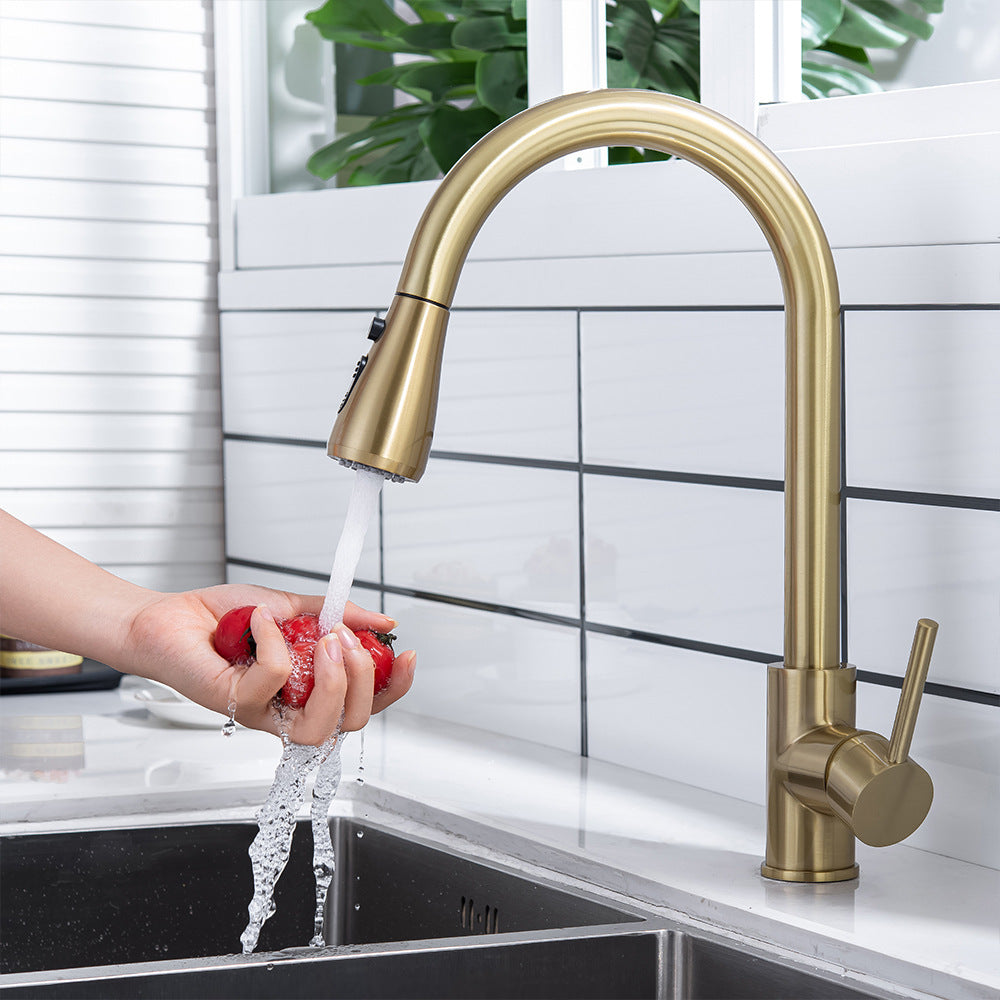 Kitchen Sink Faucet, Kitchen Faucet Brass with Pull Down Sprayer