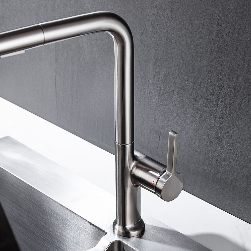 Simple Style Brass Dual Mode Spout Pull Out Kitchen Faucet - Swivel