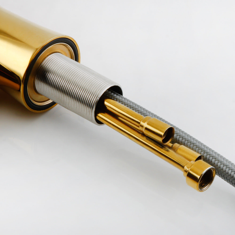 Commercial Single Handle Pull Down Sprayer Kitchen Faucet, with LED Light