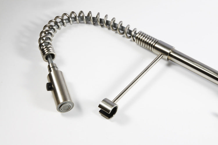 Commercial Stainless Steel Single Handle Single Hole Pull Down Sprayer Kitchen Sink Faucet