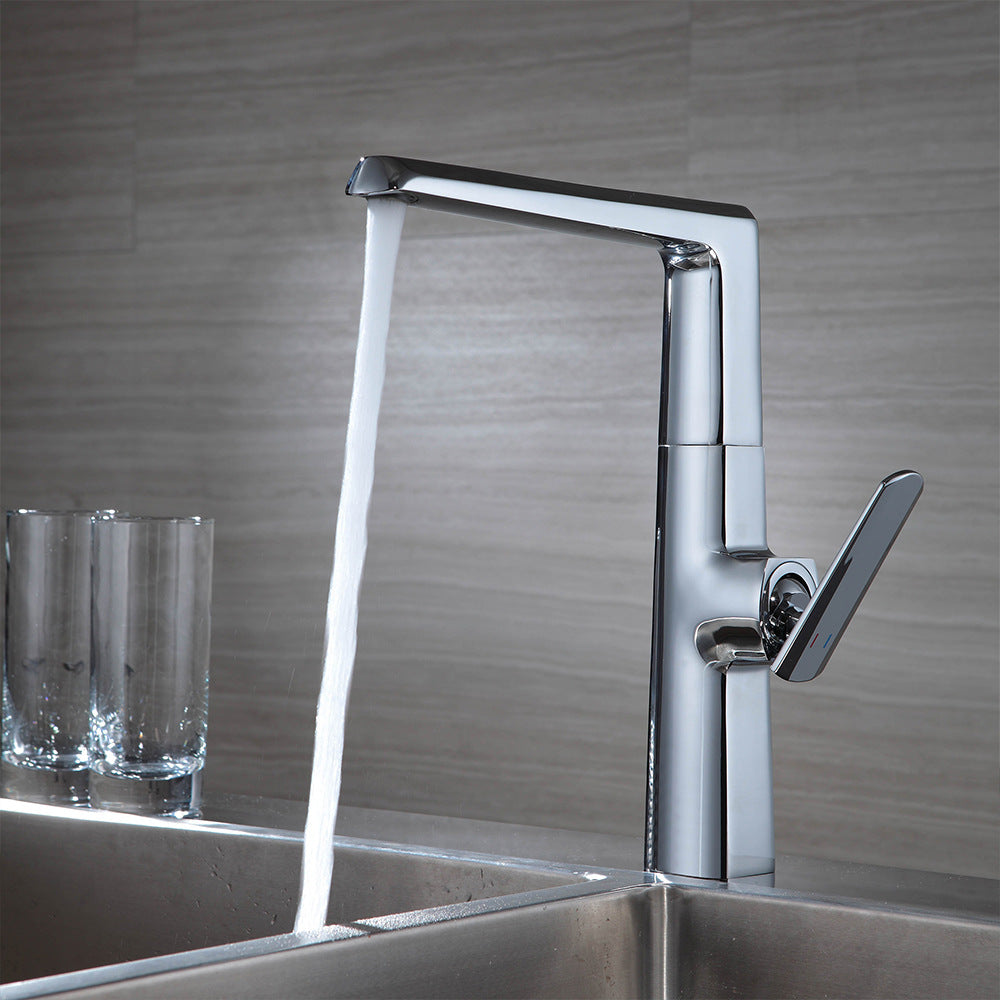 All Brass Simple Cold and Hot Single Hole Single Control Kitchen Faucet