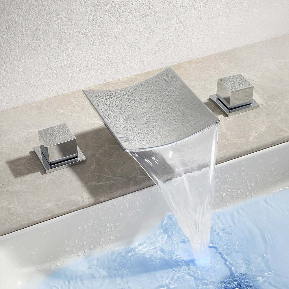 Waterfall Brass 3 Holes Bathroom Faucets with 2 Handles