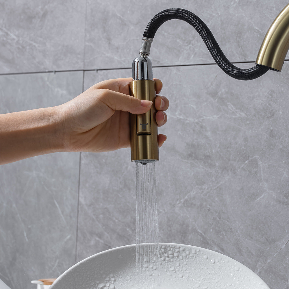 Brass Pulling and Retracting Kitchen Faucet with Hot and Cold Water