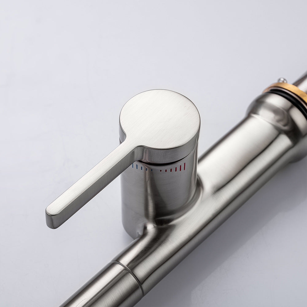 Simple Style Brass Dual Mode Spout Pull Out Kitchen Faucet - Swivel