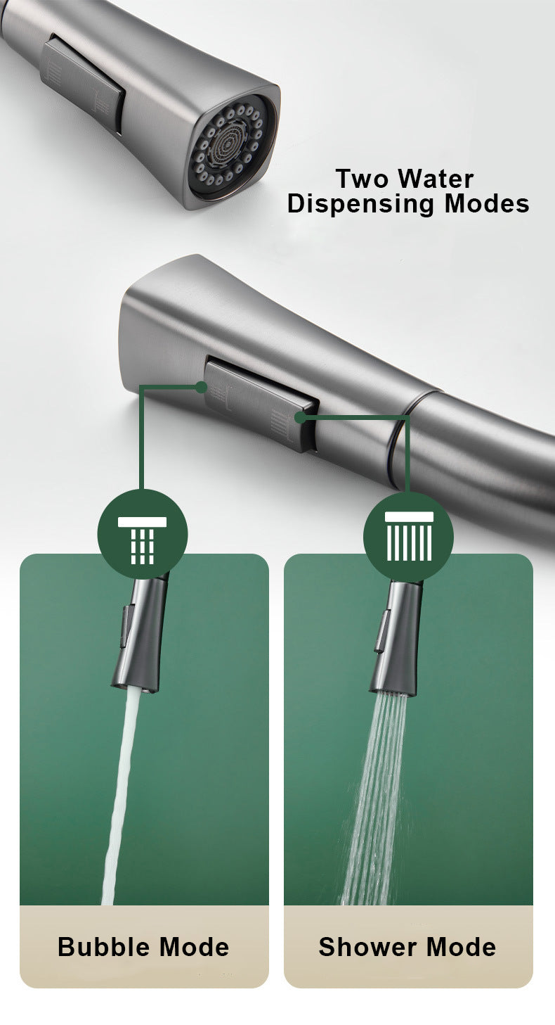 Küchenarmatur mit Pull-Down-Sprayer für heißes und kaltes Wasser aus massivem Messing