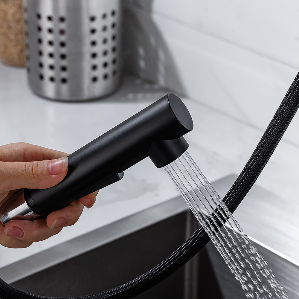 Simple Style Brass Dual Mode Spout Pull Out Kitchen Faucet - Swivel