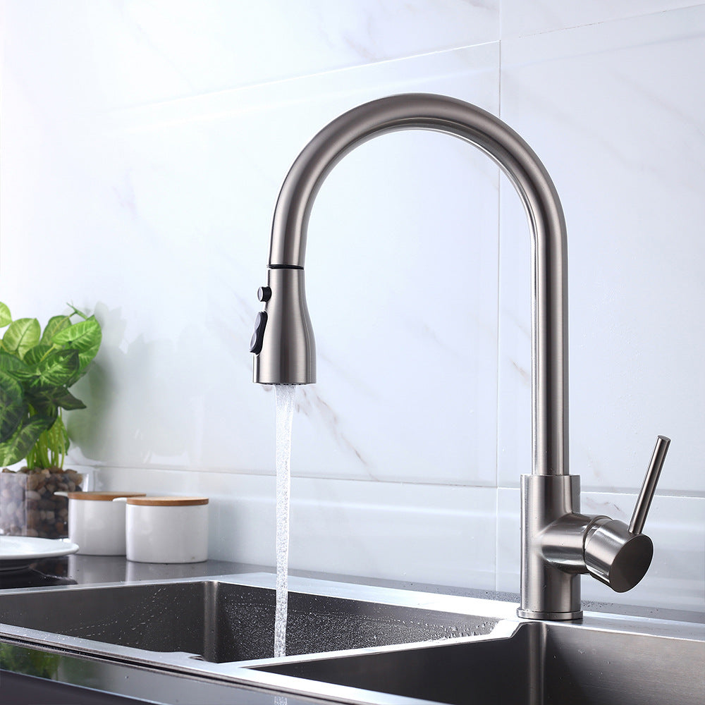 Eumtenr Brass Pulling and Retracting Kitchen Faucet with Hot and Cold Water