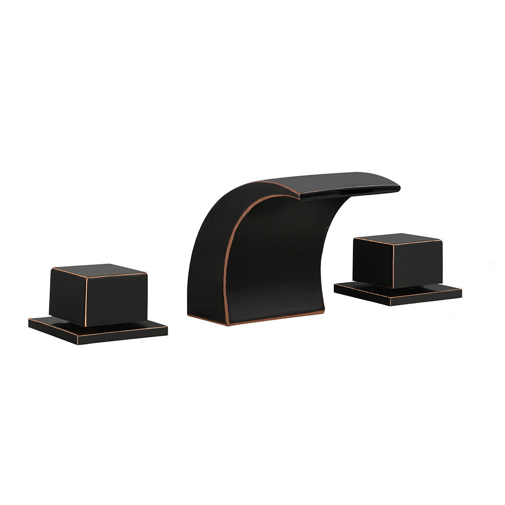 Solid Brass 3 Hole Bathroom Faucets with LED Light