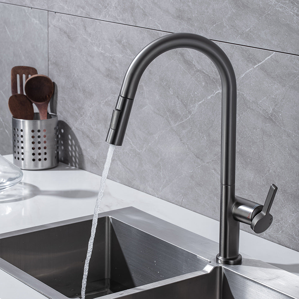 Brass Pulling and Retracting Kitchen Faucet with Hot and Cold Water