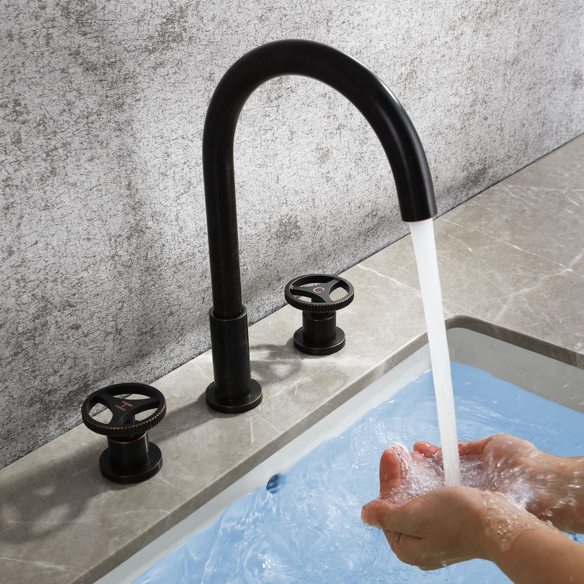 Dual Handle 3 Hole Bathroom Faucet