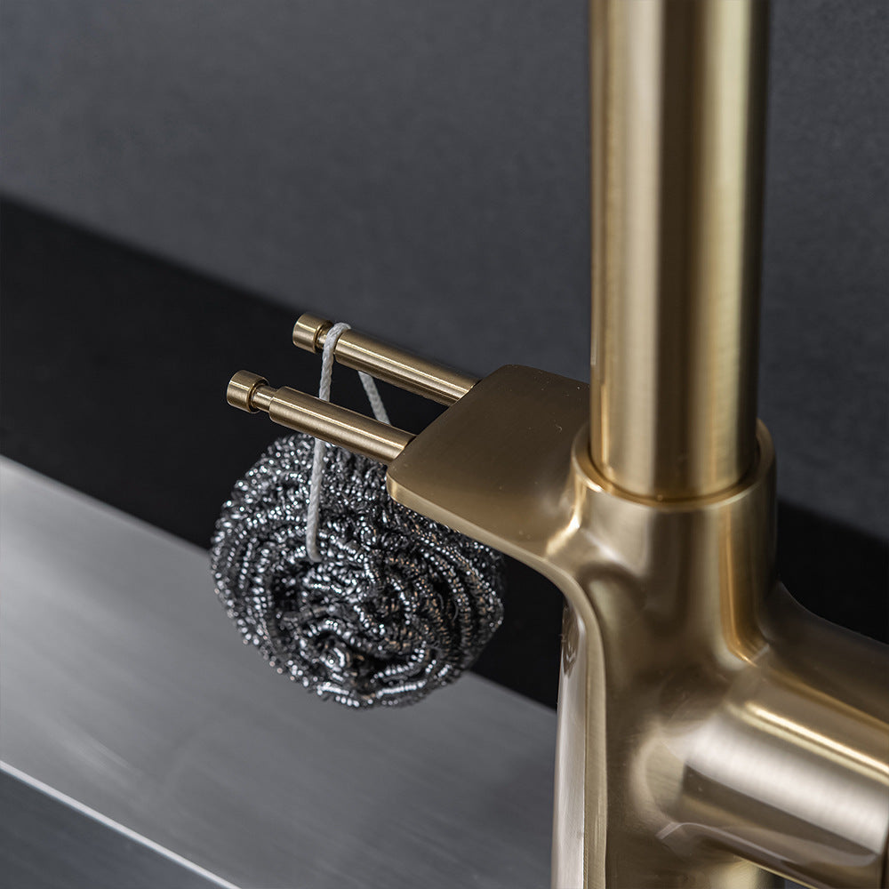 Brass Pulling and Retracting Kitchen Faucet (Hot and Cold Water with Hook)