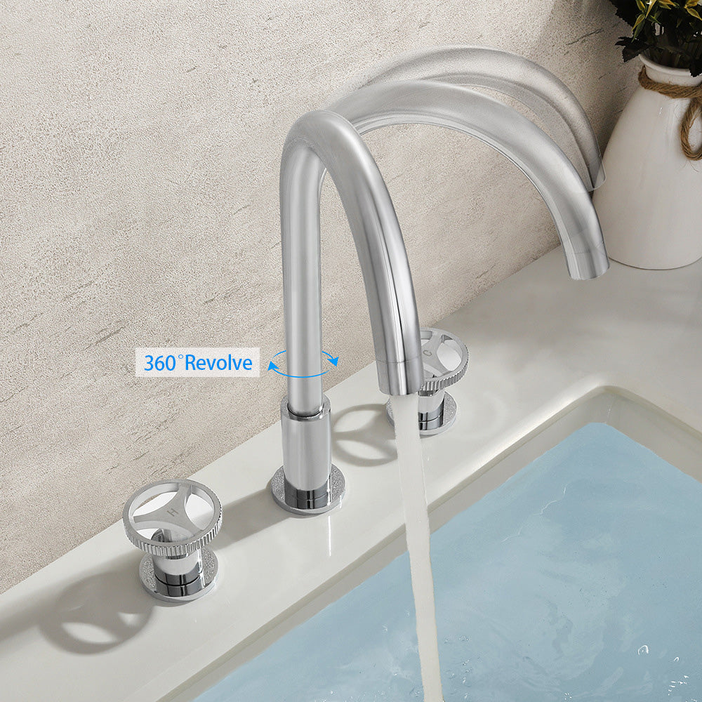 Dual Handle 3 Hole Bathroom Faucet