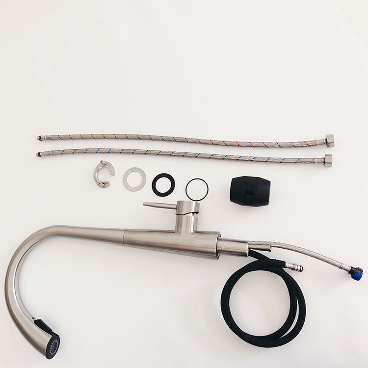 Stainless Steel Hot and Cold Water Hidden Pull-Out Head Sprayer Kitchen Faucet