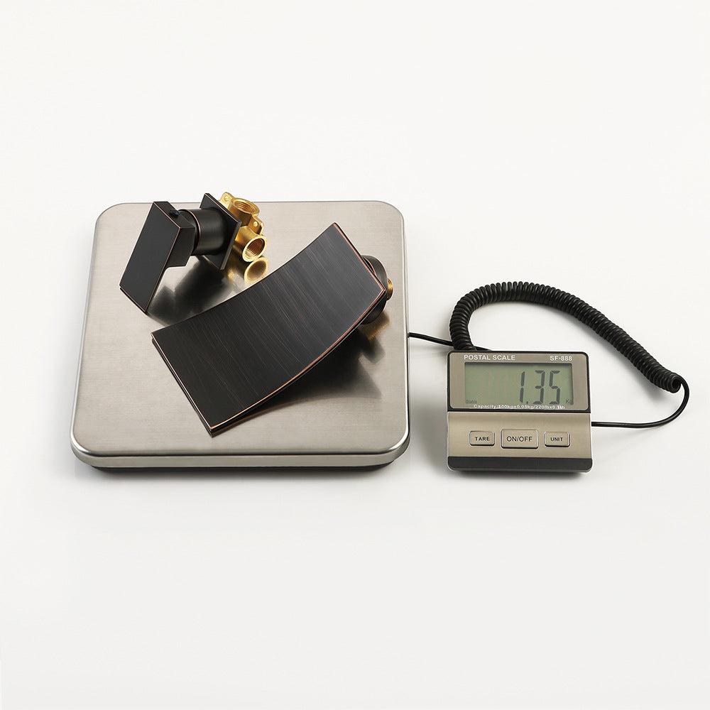 Wall Mount Waterfall Brass 2 Holes Bathroom Faucets with Single Handles