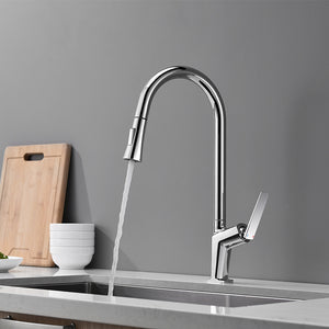 Full Brass Hot and Cold Water Pull Down Sprayer Kitchen Faucet