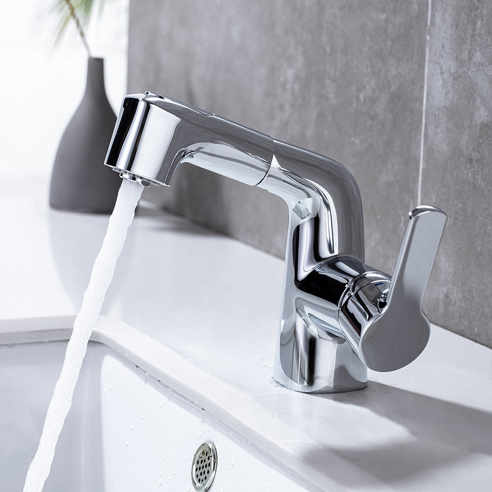 Eumtenr Full Brass Hot and Cold Water Pull Down Bathroom Faucet