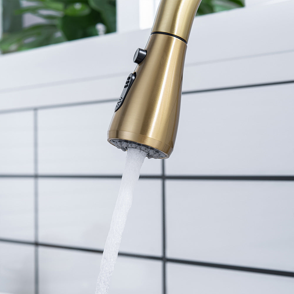 Kitchen Sink Faucet, Kitchen Faucet Brass with Pull Down Sprayer
