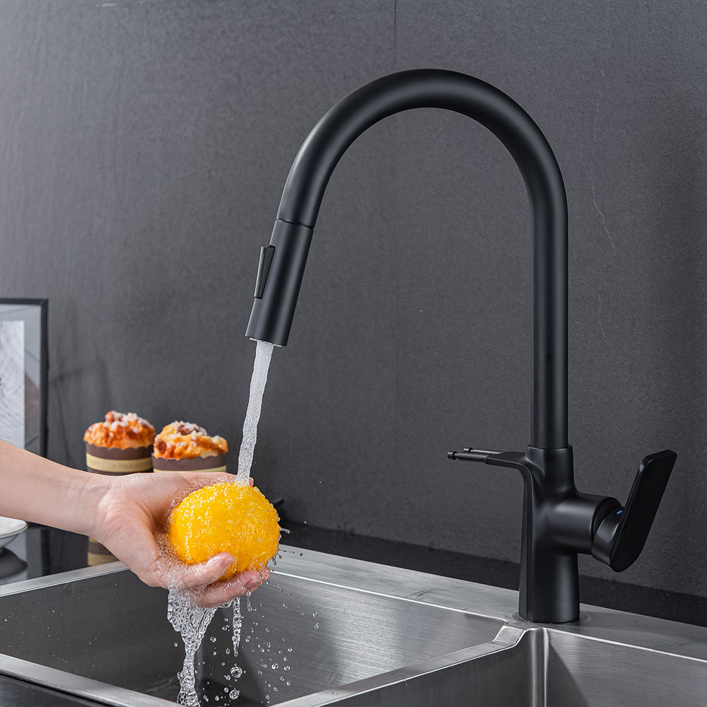 Brass Pulling and Retracting Kitchen Faucet (Hot and Cold Water with Hook)