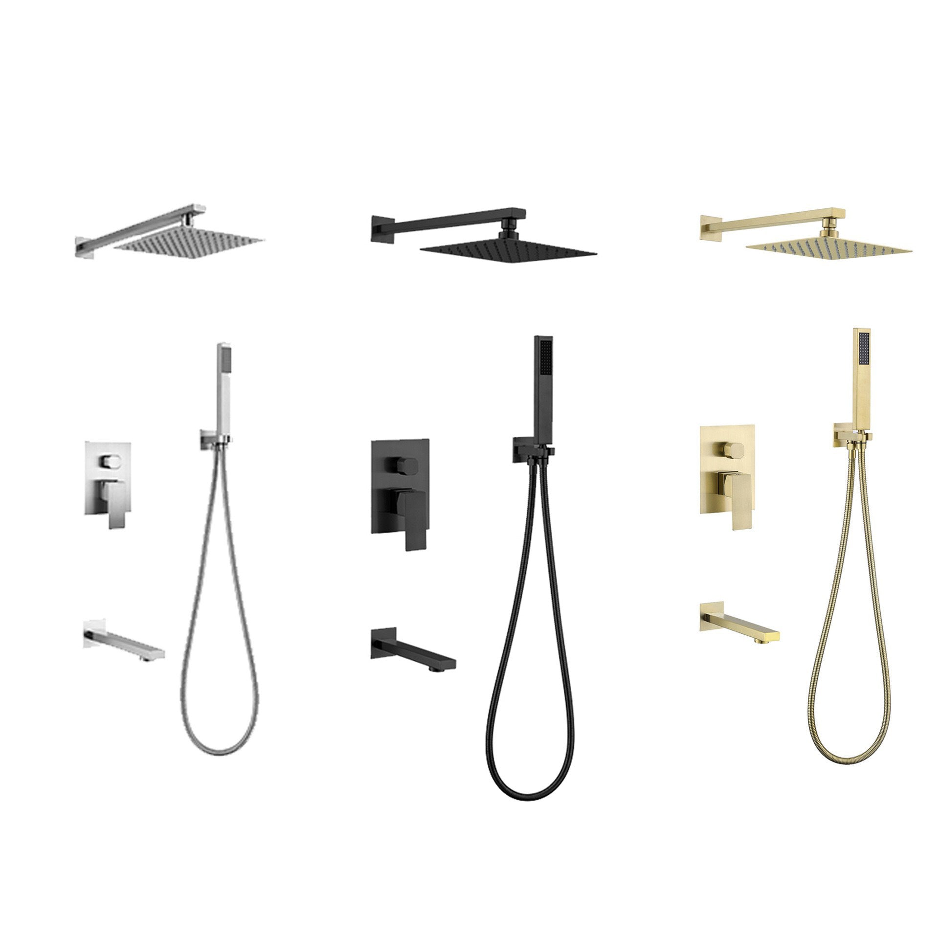 8 Inch Square Shower Faucet Set Wall Mount Bathroom Shower System