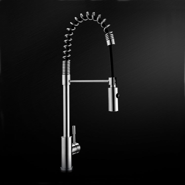 Commercial Stainless Steel Single Handle Single Hole Pull Down Sprayer Kitchen Sink Faucet
