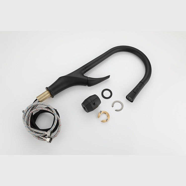 Küchenarmatur mit Pull-Down-Sprayer für heißes und kaltes Wasser aus massivem Messing