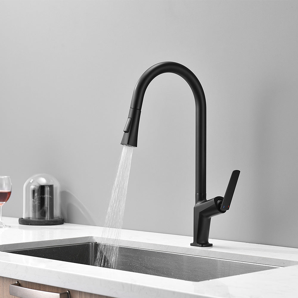 Full Brass Hot and Cold Water Pull Down Sprayer Kitchen Faucet