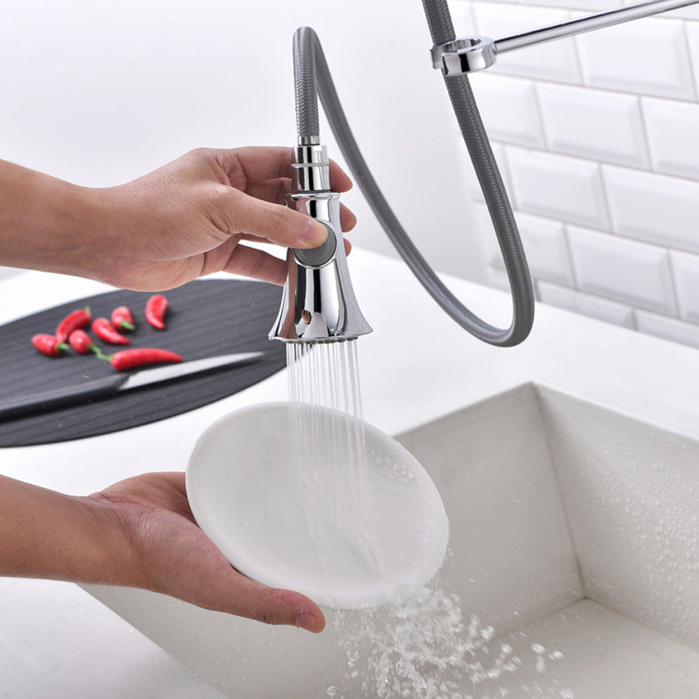 Commercial Brass Single Handle Single Hole Pull Down Sprayer Kitchen Sink Faucet