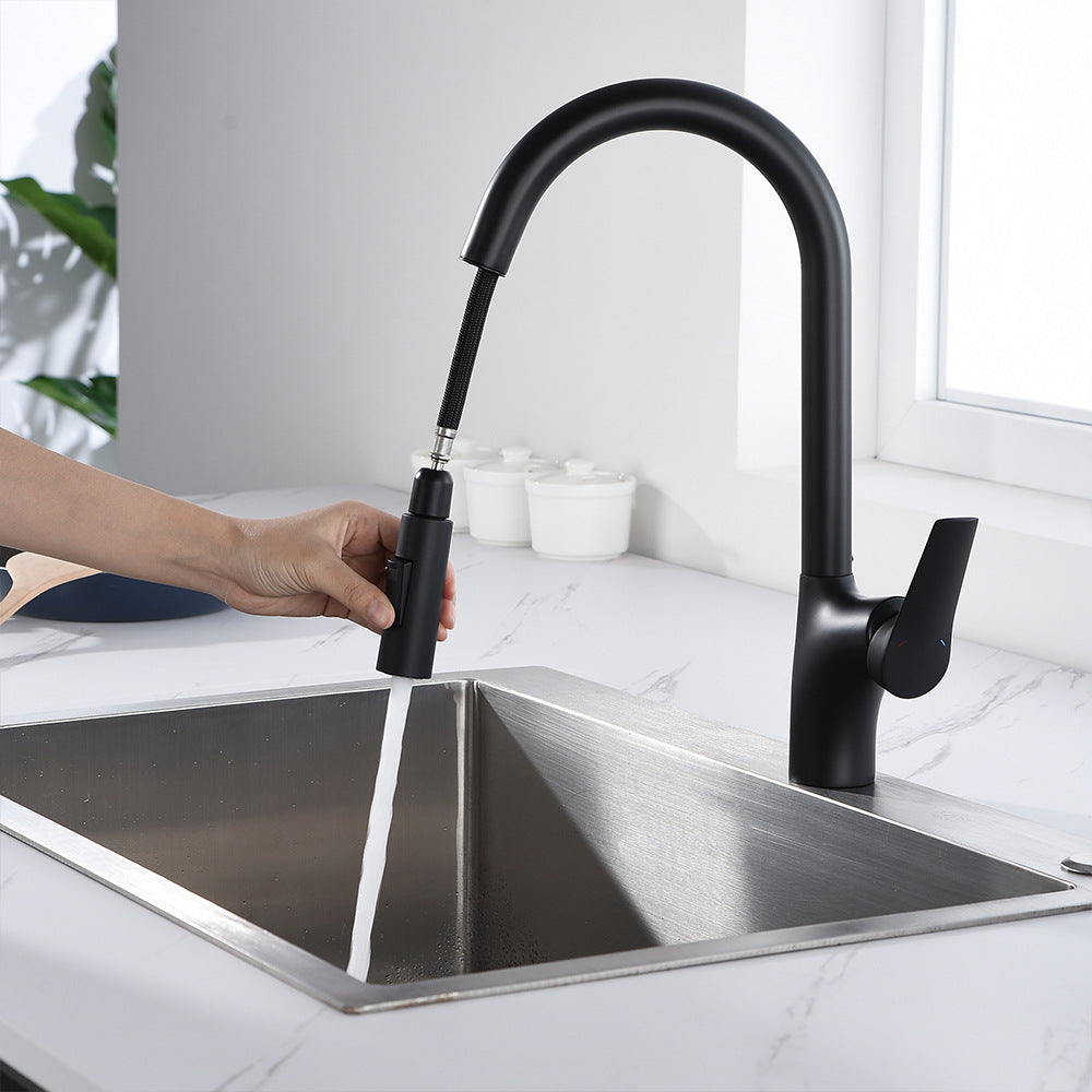 Full Brass Single Handle Single Hole Pull Down Sprayer Kitchen Sink Faucet (Dual Outlet Mode)