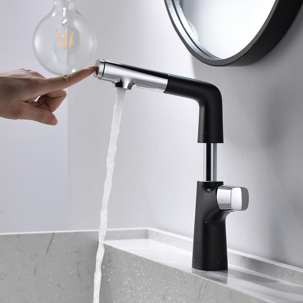 Full Brass Hot and Cold Water Lifting and Pull Down Bathroom Faucet