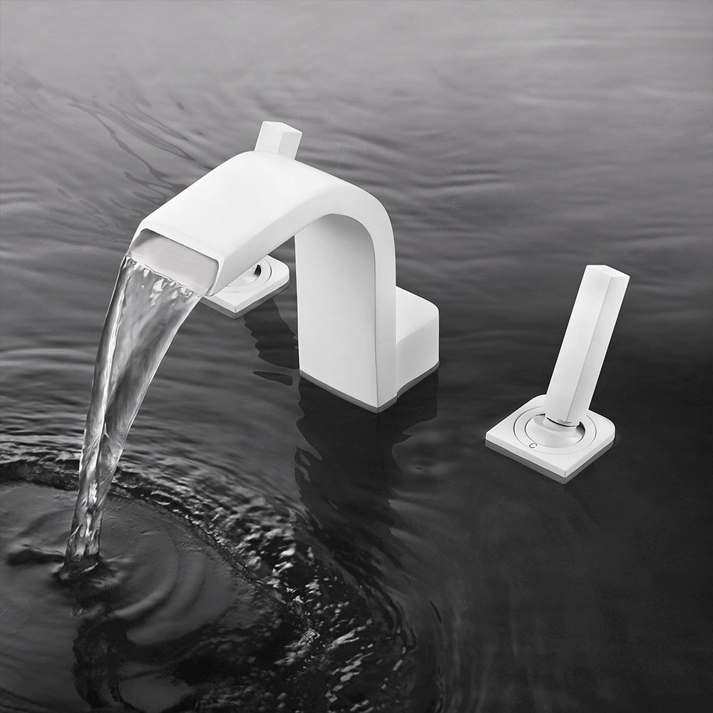 Brass Waterfall Basin Faucet with Dual Control of Cold and Hot Handles