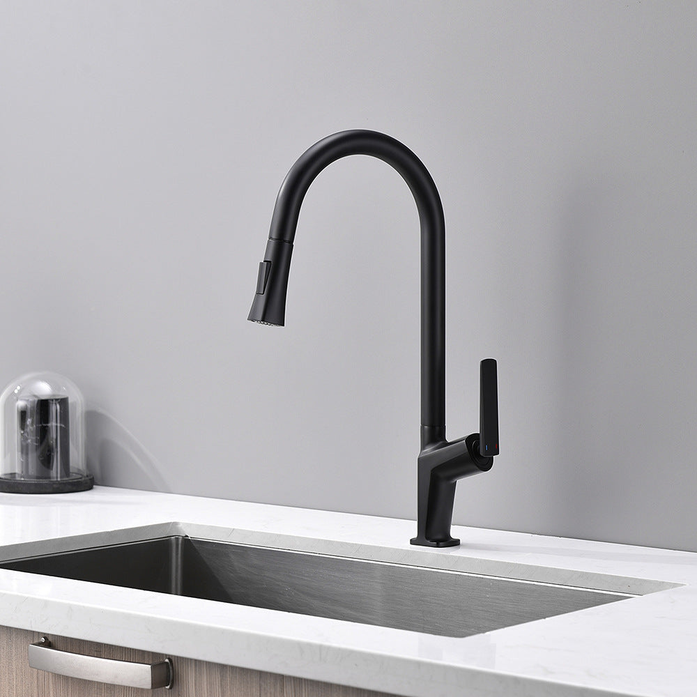 Full Brass Hot and Cold Water Pull Down Sprayer Kitchen Faucet