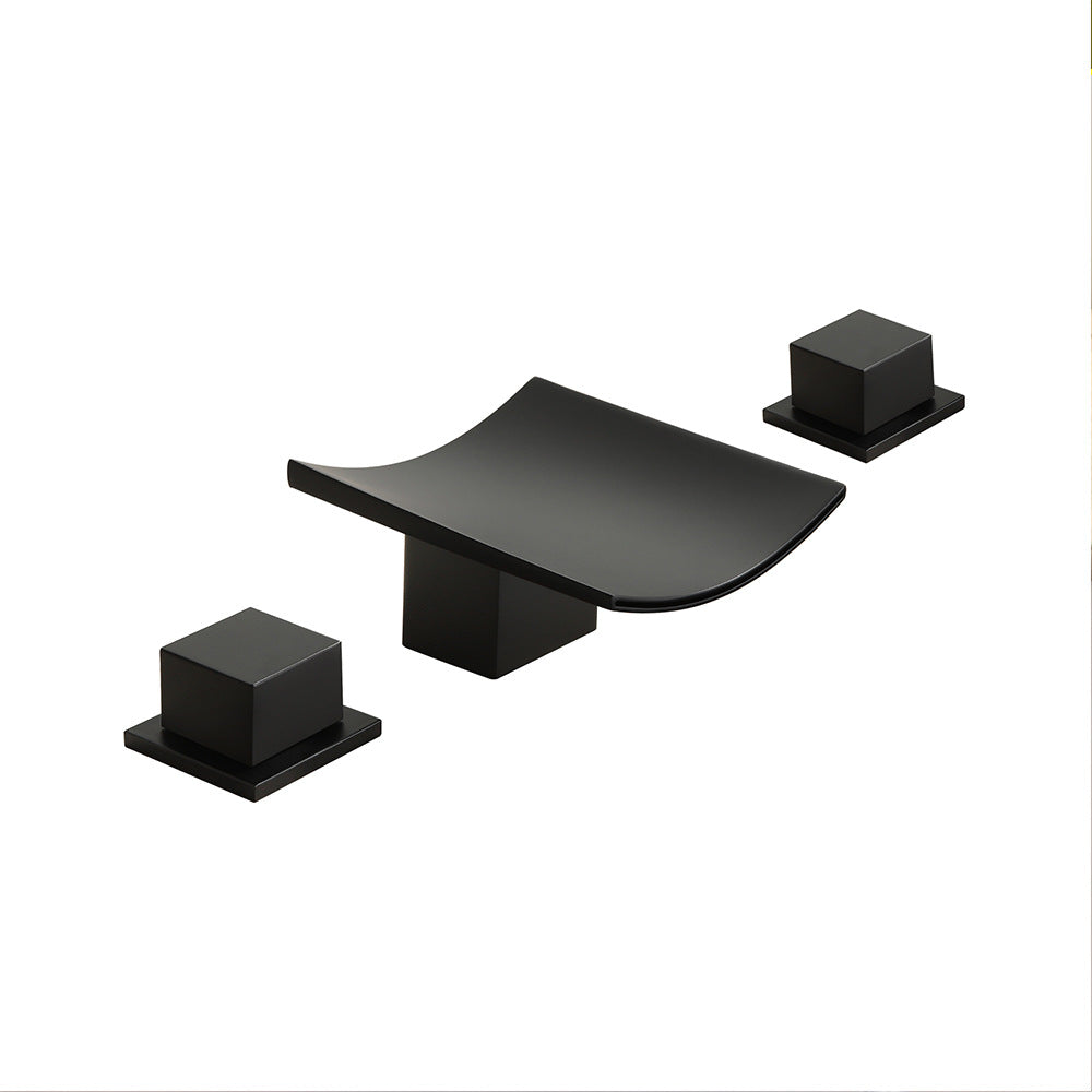 Waterfall Brass 3 Holes Bathroom Faucets with 2 Handles