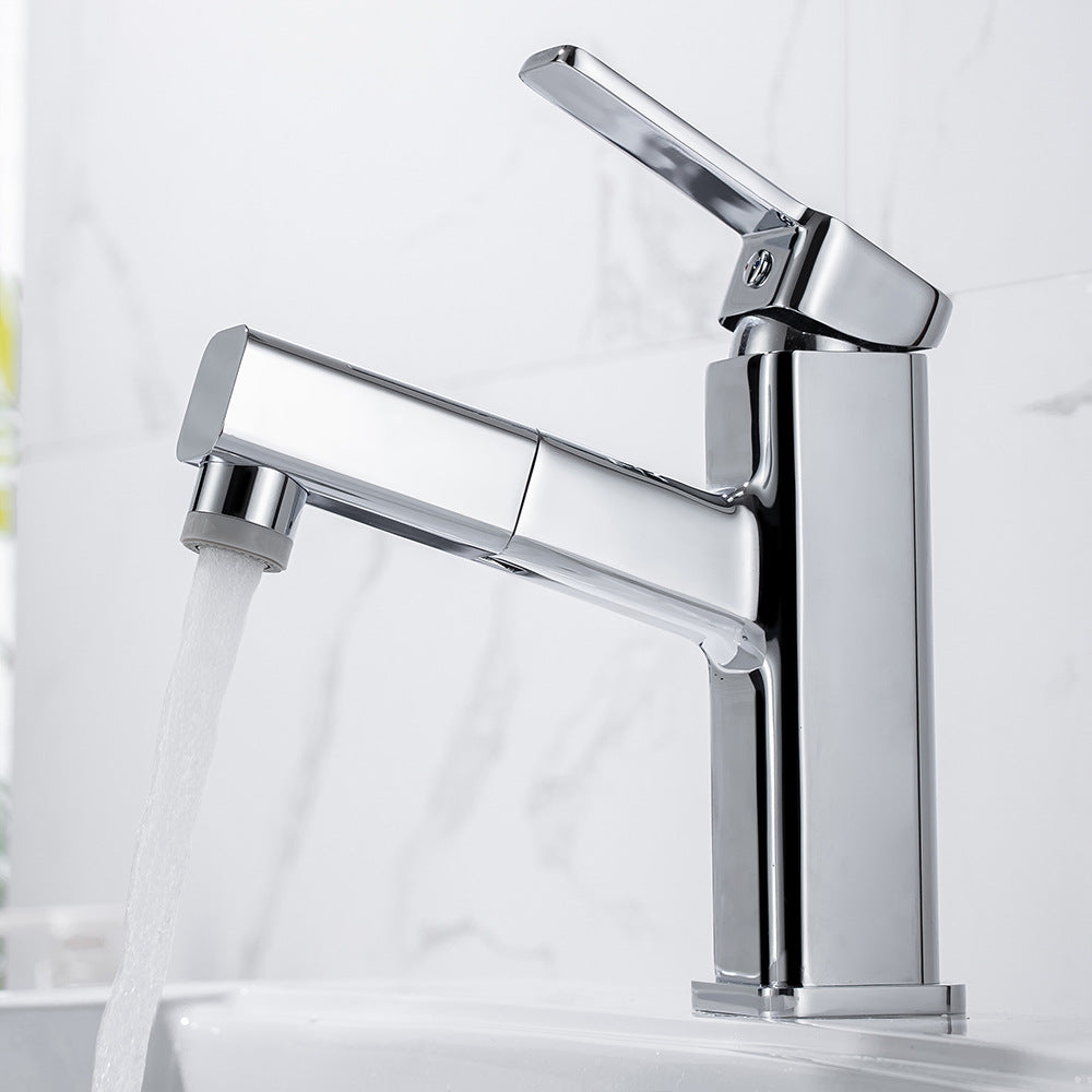 Eumtenr Full Brass Hot and Cold Water Pull Down Bathroom Faucet