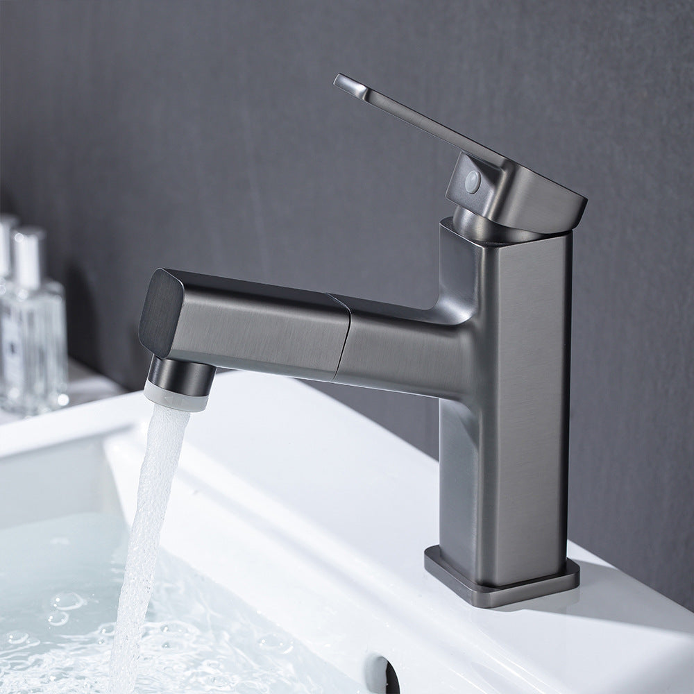 Eumtenr Full Brass Hot and Cold Water Pull Down Bathroom Faucet