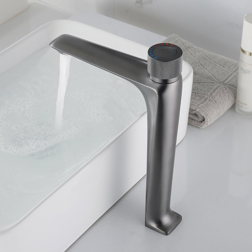 Brass Bathroom Hot and Cold Water Faucet with Rotary Button