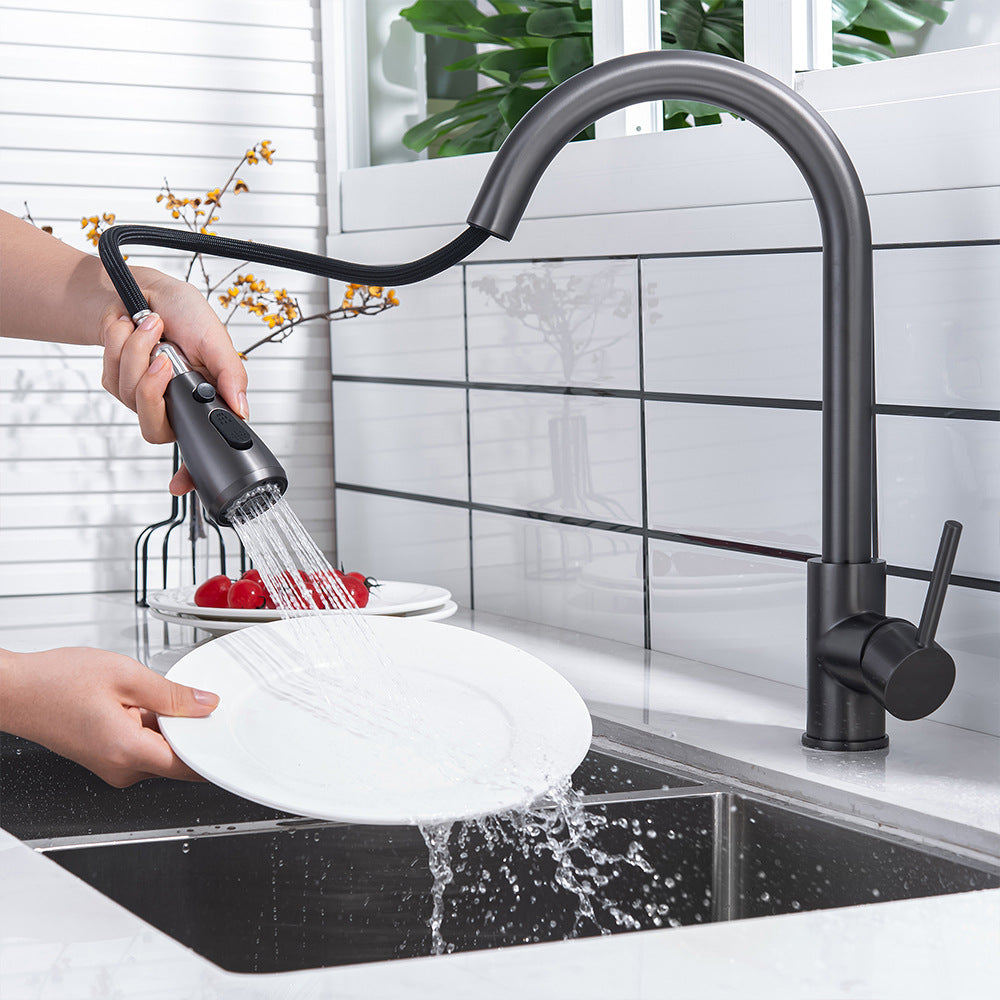 Kitchen Sink Faucet, Kitchen Faucet Brass with Pull Down Sprayer