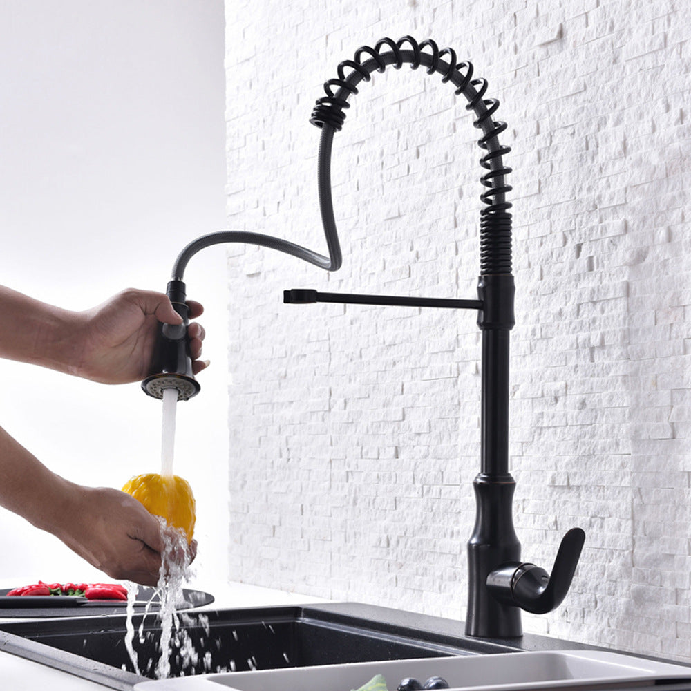 Commercial Brass Single Handle Single Hole Pull Down Sprayer Kitchen Sink Faucet