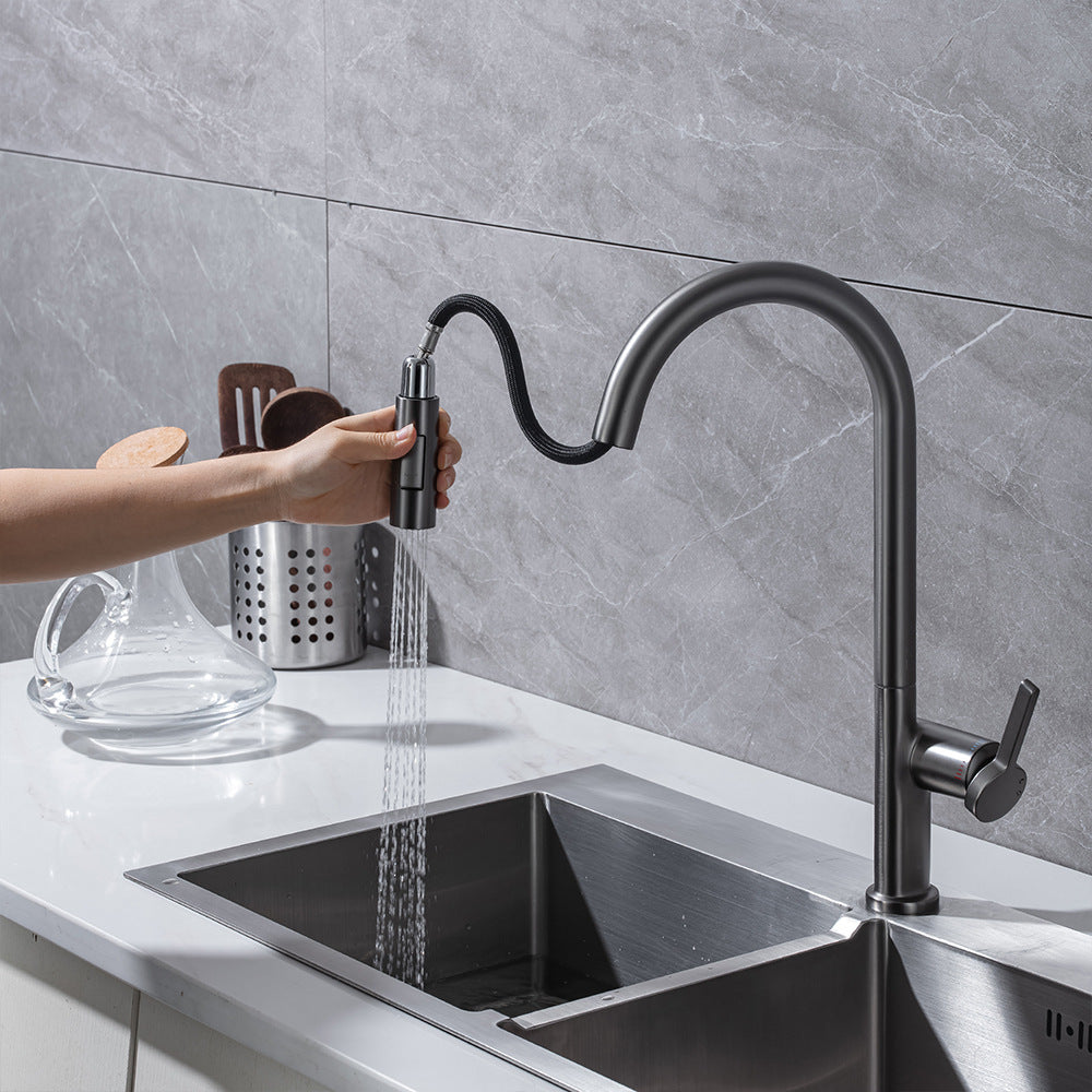 Brass Pulling and Retracting Kitchen Faucet with Hot and Cold Water