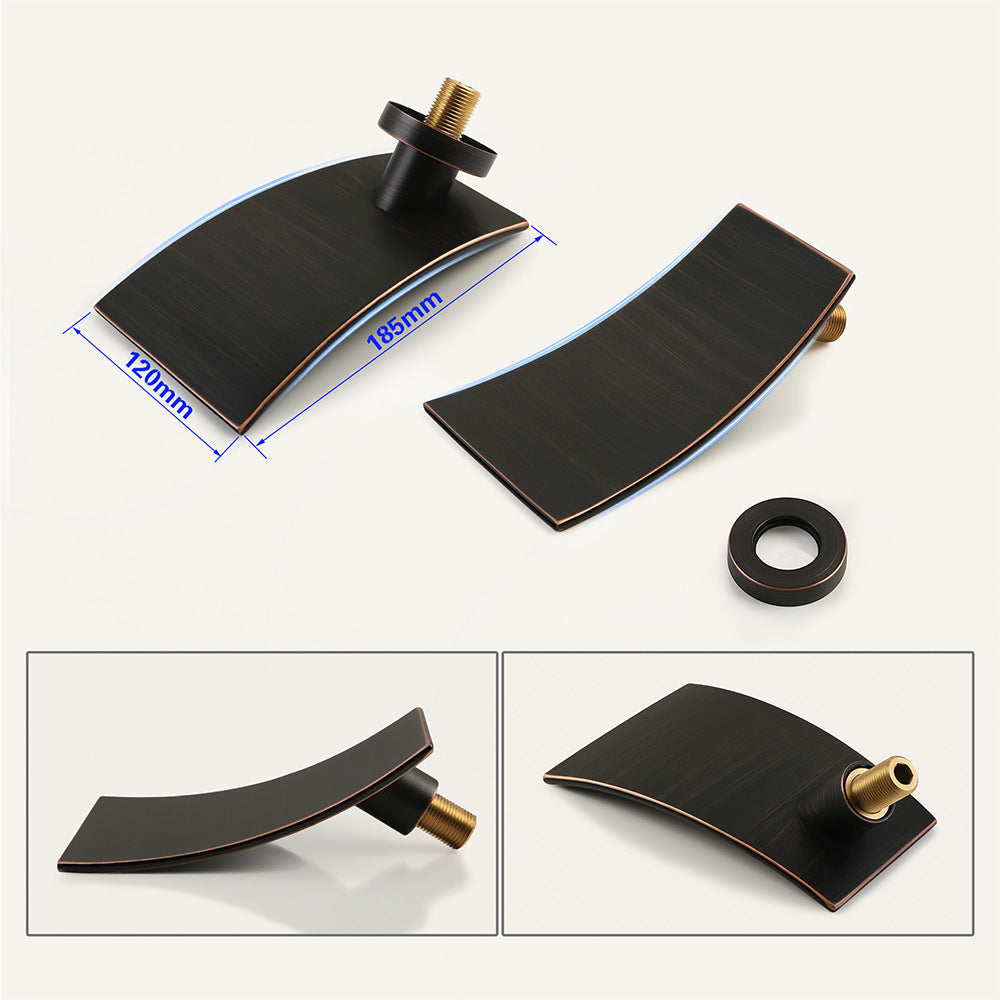 Wall Mount Waterfall Brass 2 Holes Bathroom Faucets with Single Handles