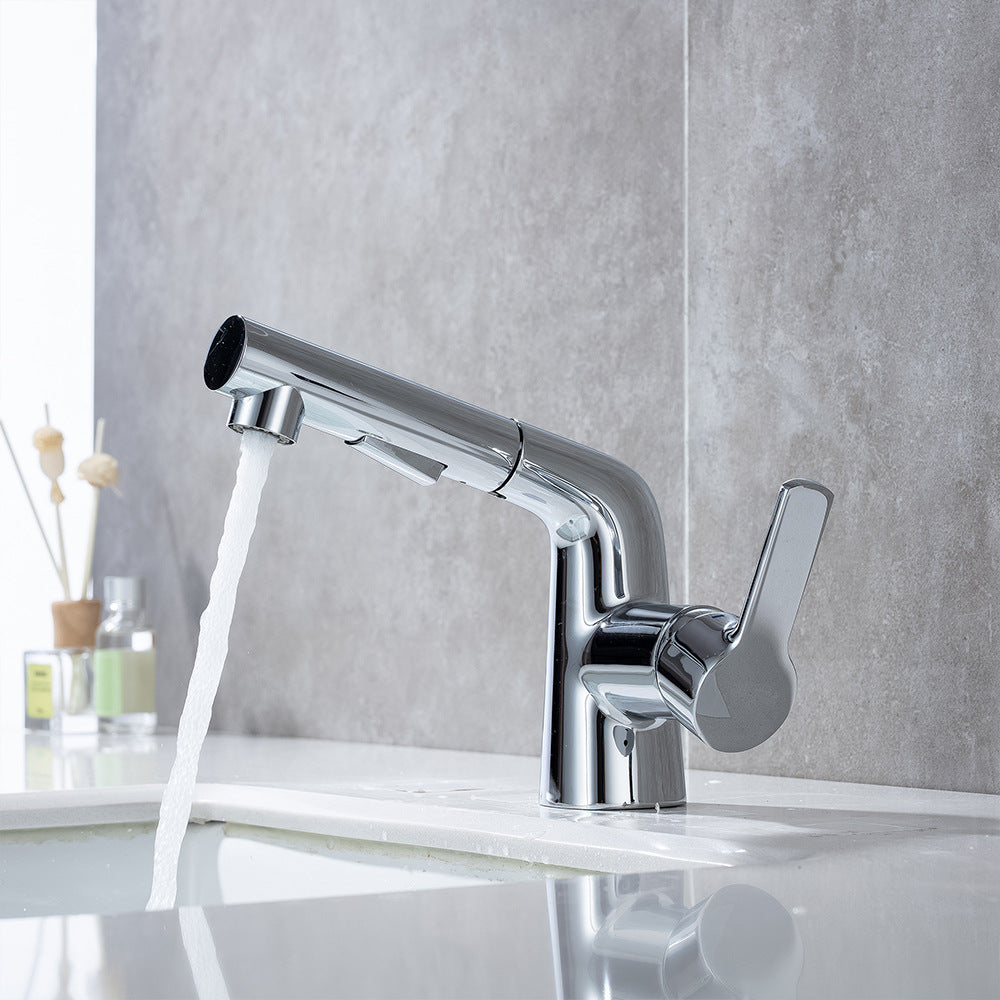 Eumtenr Full Brass 1.5 GPM Hot and Cold Water Pull Down Bathroom Faucet