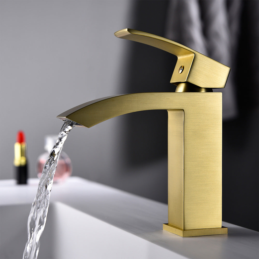 Brass Square Hot and Cold Water Bathroom Faucet