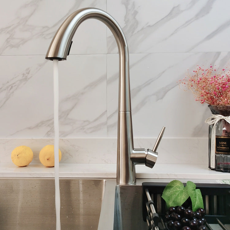 Stainless Steel Hot and Cold Water Hidden Pull-Out Head Sprayer Kitchen Faucet