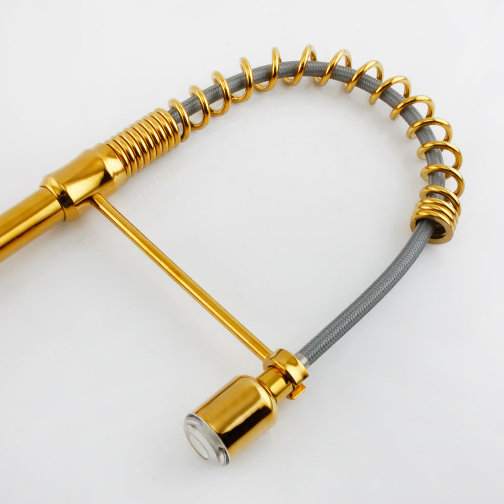 Commercial Single Handle Pull Down Sprayer Kitchen Faucet, with LED Light