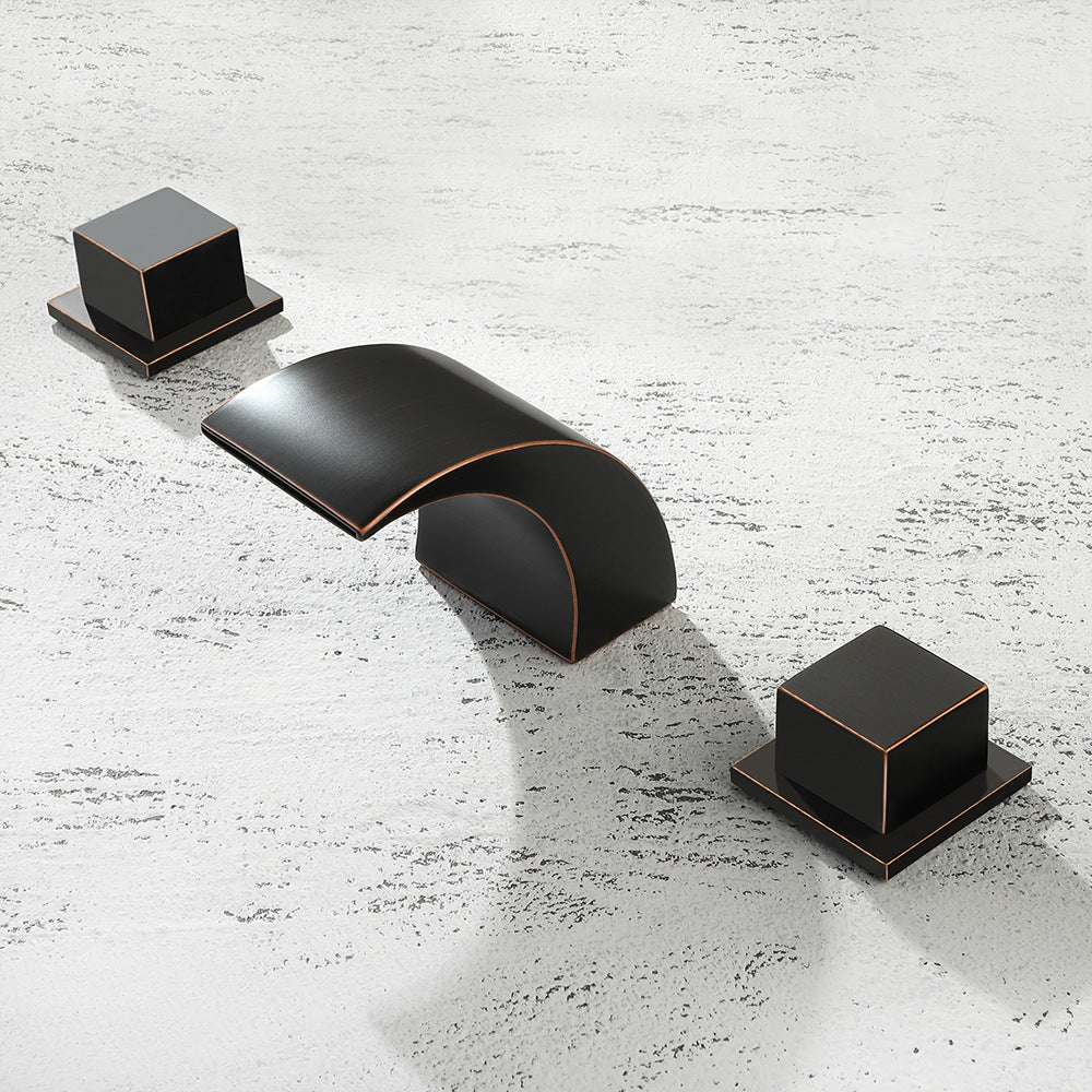 Solid Brass 3 Hole Bathroom Faucets with LED Light