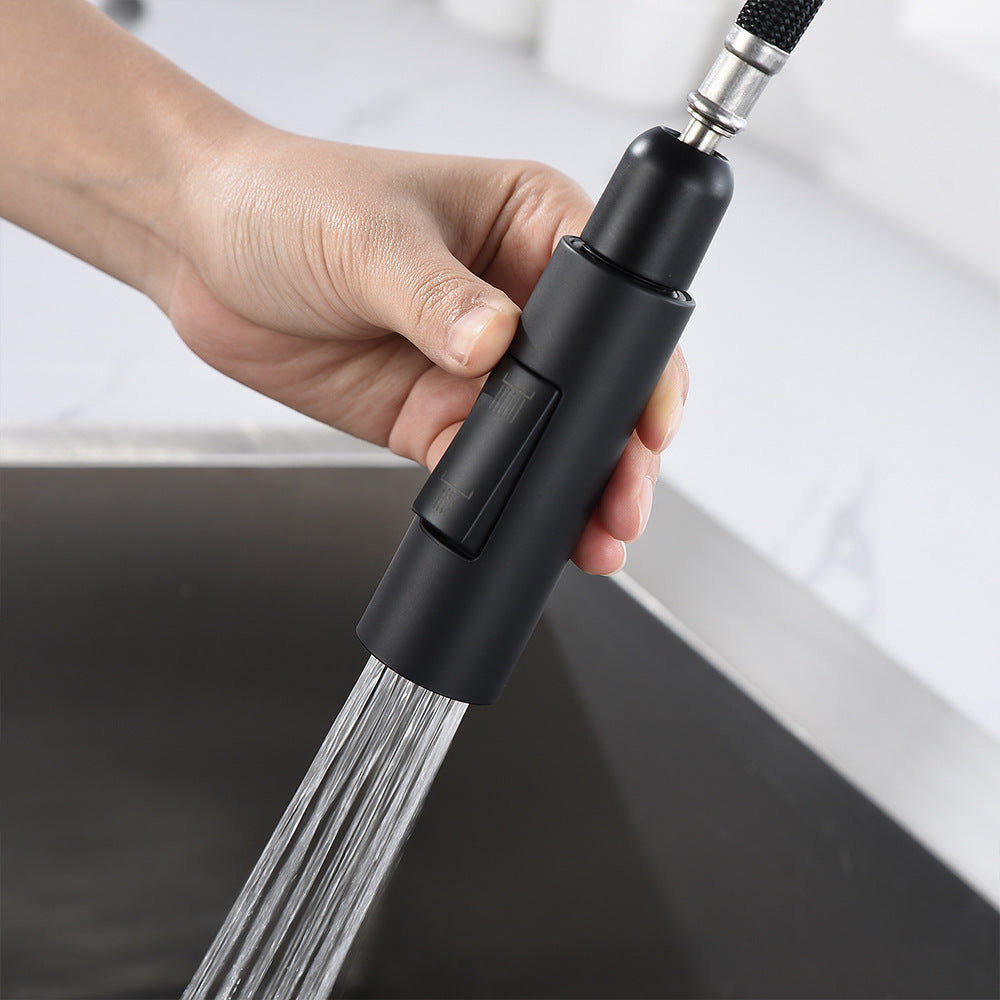Full Brass Single Handle Single Hole Pull Down Sprayer Kitchen Sink Faucet (Dual Outlet Mode)
